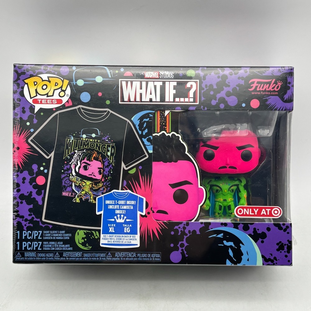 Funko Pop Tees Marvel What If Infinity Killmonger Blacklight Target XL Box